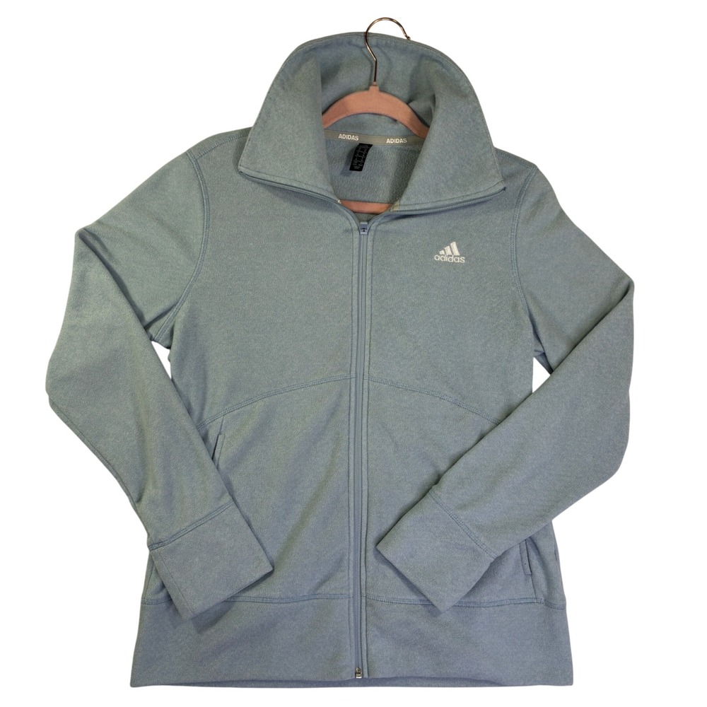 Adidas Golf Womens Full Zip Jacket Light Blue Heathered Performance Size M